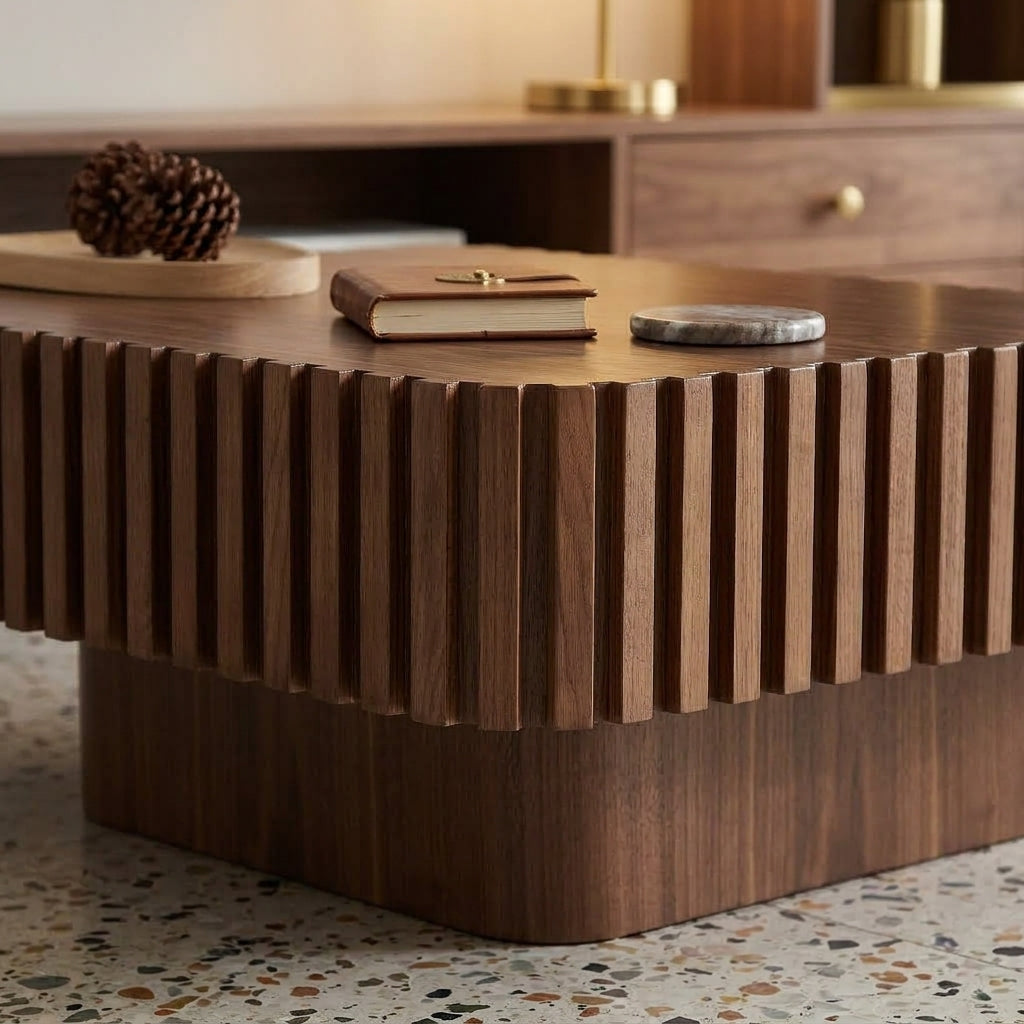 Palazzo Fluted Walnut Coffee Table