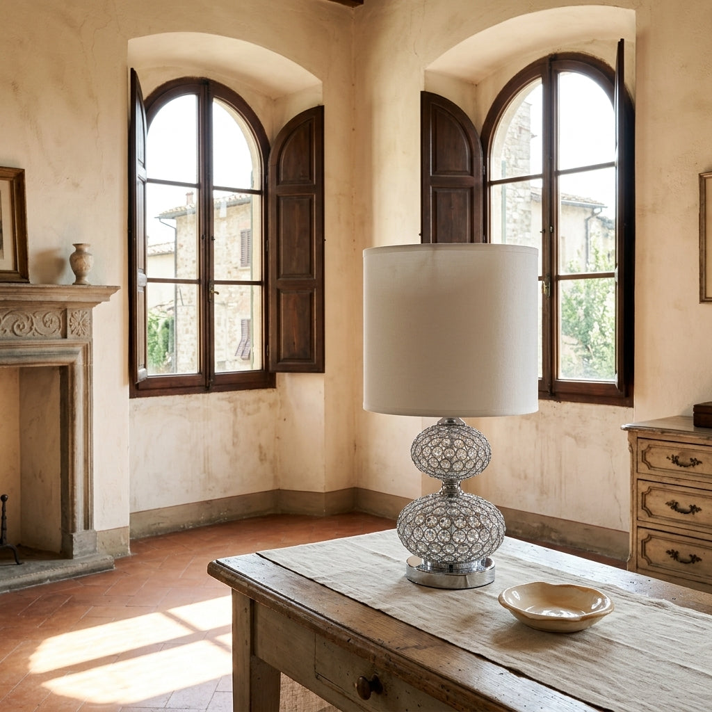 Vittoria Crystal-Beaded Table Lamp