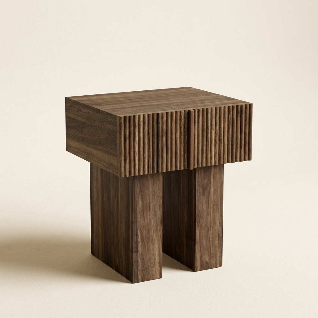 Bruno Fluted Walnut Nightstand